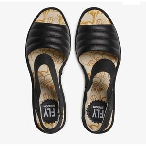 FLY  Bocy CERALIN Cloud‎ Black Wedge Sandal Shoe Elastic Strap WM Sz 40/9.5 NWT